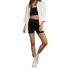 Set Sport-Casual Dama 3 Piese - Top Bustiera, Pantaloni Scurti Compresie si Camasa Larga - XS, Alb