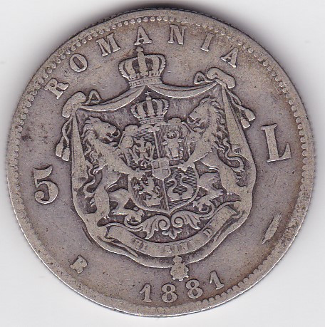 ROMANIA 5 LEI 1881 DOMNUL