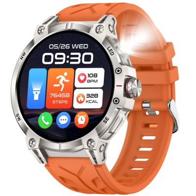 SMARTECH SmartWatch cu Apel Bluetooth, Lanterna, Ritm Cardiac, Nivel Oxigen, Tensiune Arteriala, Calorii, Distanta, Asistent Vocal, Nivel Stres, Alarm foto