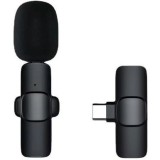 Microfon Lavalieră Wireless, Flippy, Bluetooth 5.0, 1 Microfon + 1 Receptor Tip C, Autonomie 1-3h, 70 dB, Baterie 50 mAh, Negru