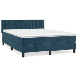 Cumpara ieftin Pat box spring cu saltea, albastru inchis, 140x200 cm, catifea