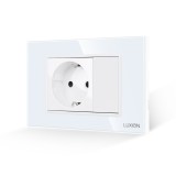 Cumpara ieftin Priza Simpla si 1 Tasta Falsa cu Rama din Sticla LUXION, Standard Italian, 3M SmartElectro IntelligentHouse