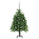 Brad de Crăciun pre-iluminat cu set globuri, verde, 120 cm