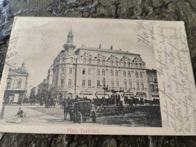 Carte postala clasica Bucuresti, 1900, Piata Teatrului National, circ. Cernauti foto