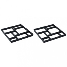 Matrițe pentru pavaje, 2 buc., 50,4 x 50,4 x 4,3 cm, plastic