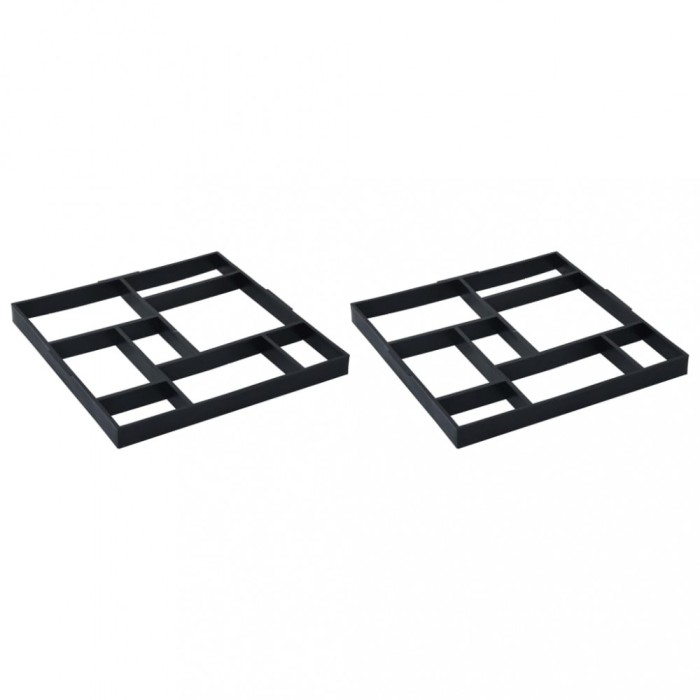 Matrițe pentru pavaje, 2 buc., 50,4 x 50,4 x 4,3 cm, plastic