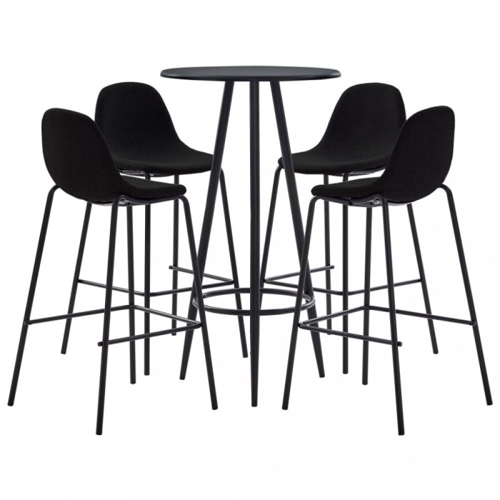 vidaXL Set mobilier de bar, 5 piese, negru, material textil