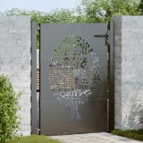 vidaXL Poartă de grădină Negru 105 x 150 cm Oțel vopsit &icirc;n pulbere