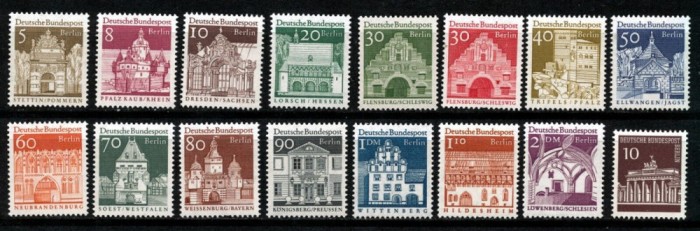 GERMANIA BERLIN 1966 UZUALE , CLADIRI ISTORICE , SERIE COMPLETA NESTAMPILATA