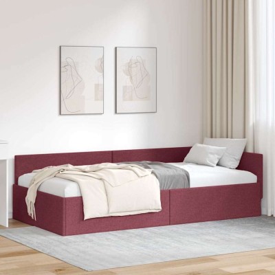 vidaXL Cadru de pat colțar cu headboard bordo 90 x 190 cm 42016038 foto