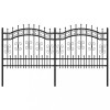 Gard de gradina cu varf tip sulita, negru, 240x100 cm, otel vopsit in camp electrostatic