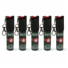 Set 5 x Mini Spray Paralizant NATO, DEPOX&reg;, tip breloc, propulsie jet, 20 ml