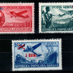 Romania 1952, LP 319, Aviatie - valori mari, supratipar, serie cu sarniera, MH*