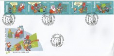 |Romania, LP 1572/2001, Benzi desenate, straif de 5 marci, FDC foto