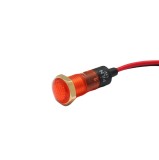 Indicator LED de panou din plastic, 8mm, 2 fire 20cm, galben, 12-24V DC, IP55, FL1P-08NW-1-YELLOW