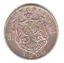 SV * Romania * 1 LEU 1900 * ARGINT .835 * Regele Carol I +/- VF foto