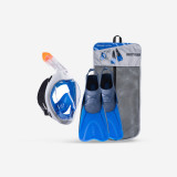 Kit snorkeling mască Easybreath 500 labe de &icirc;not Albastru Adulți