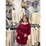Bluza dama bordo cu aplicatie de guler