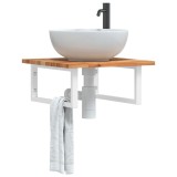 vidaXL Raft pentru lavoar montat pe perete, oțel și lemn masiv acacia 3302768