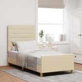 vidaXL Cadru de pat, crem, 90x200 cm, textil