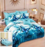 Cumpara ieftin Lenjerie Pat Bumbac 4 Piese Albastru 240x250cm (Husa pilota 200x230cm, Cearceaf, 2 Fete perna 55x75cm, 2 Fete perna 70x70)