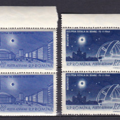 ROMANIA 1961 LP 520 ECLIPSA TOTALA DE SOARE BLOCURI DE 4 TIMBRE MNH