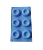 Forma Silicon Prajituri Rotunda 6 Cavitati, 29x17 cm, Albastra, Termorezistenta, Briose, Savarine, Amandine