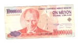 Bancnota Turcia 10000000 lire 1999, circulata, stare buna