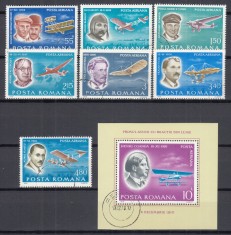 ROMANIA 1978 LP 972 LP 973 PIONIERI AI AVIATIEI SERIE+COLITA STAMPILATE foto