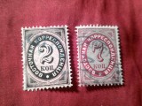 2 Timbre Rusia 1879 - Posta Rusa in Levant . 2kop. filigran vertical si 7kop filigran orizontal , stampilate