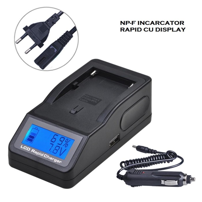 Incarcator LED rapid pentru acumulatori NP-F550 NP-F750 NP-F960 NP-F970