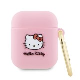 Husa Apple AirPods 1 Hello Kitty Silicone 3D Kitty Head, HKA23DKHSP, roz