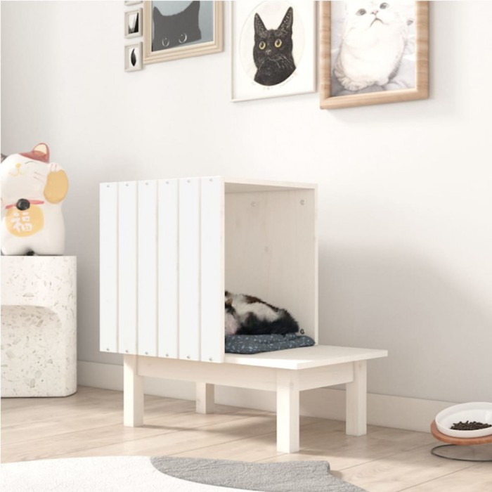 vidaXL Casă pentru pisici, 60x36x60 cm, lemn masiv de pin