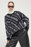 HUGO pulover din amestec de lana femei, culoarea negru, light
