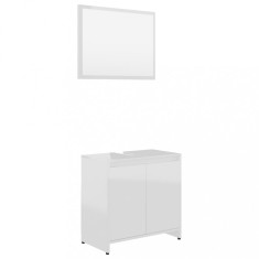 Set mobilier de baie, alb extralucios, PAL foto