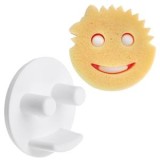 Suport cu ventuză pentru burete, design smiley, alb și galben, CMCLASS