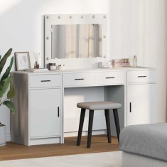 vidaXL Masă de Machiaj cu ușă 3 pcs Alb 40 x 41 x 75 cm Lemn compozit 3334245