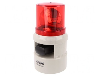 Semnalizator luminos și acustic 24VDC sirenă și lumină rotativă roșie foto