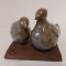 Obiect ceramic decorativ, lut ars glazurat, 2 pasari, semnat, studio art, artist made, hand made