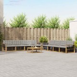 vidaXL Set de canapele de exterior 9 pcs Alb și gri deschis 3388545