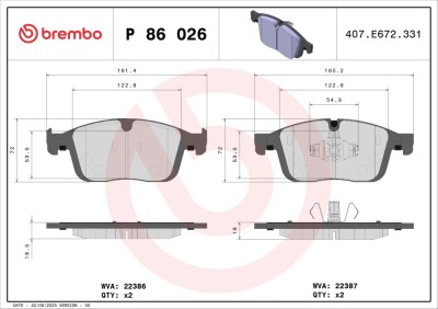 BREMBO P 86 026 PRIME LINE set placute frana,frana disc foto