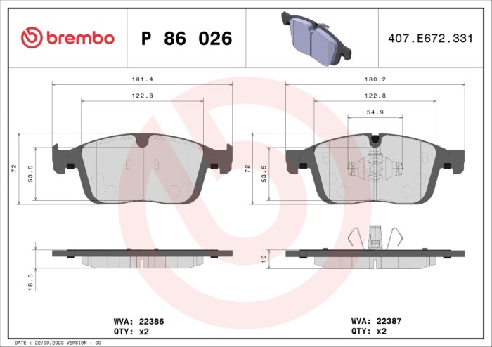 BREMBO P 86 026 PRIME LINE set placute frana,frana disc