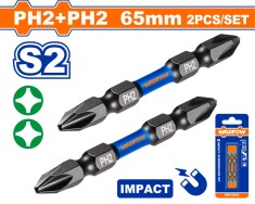 WADFOW - SET BITI IMPACT CAP DUBLU PH2+PH2 65MM - 2 BUC PowerTool TopQuality