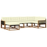 vidaXL Set de canapele de exterior cu pernă 6 pcs Natural și Crem 3381534
