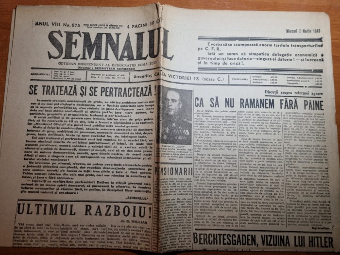 semnalul 7 martie 1945-guvernul petru groza,art. al 2-lea razboi mondial