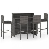 VidaXL Set mobilier de bar de grădină cu perne, 5 piese, gri