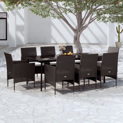 vidaXL Set mobilier de grădină cu perne, 9 piese, negru foto