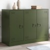 vidaXL Bufet Verde Măslină Oțel 99x39x73cm | Dulap Living 6 Compartimente, 3 Uși, M&acirc;nere Metalice | Mobilier Depozitare