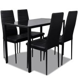Cumpara ieftin Set mobilier bucatarie, 5 piese, piele artificiala, negru