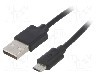 Cablu USB A mufa, USB B micro mufa, USB 2.0, lungime 1.8m, negru, AKYGA - AK-USB-01